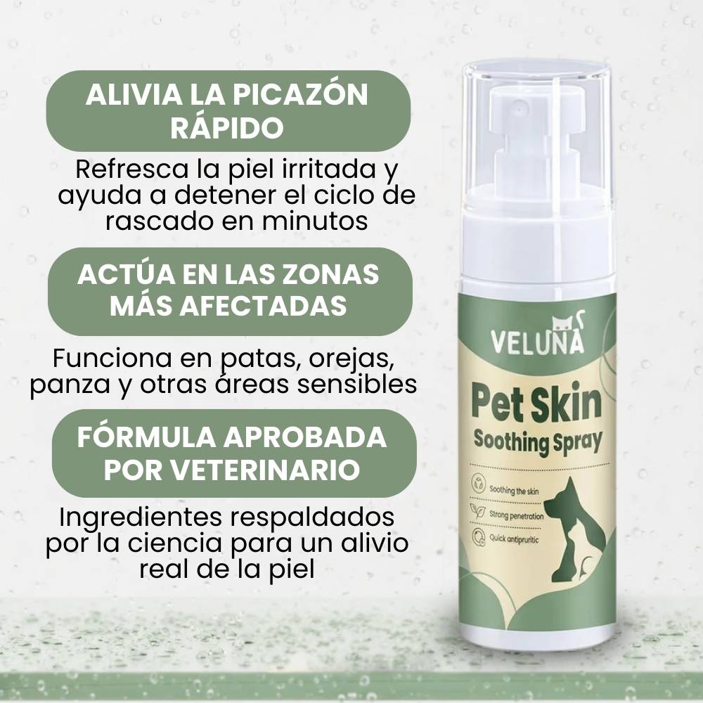 Veluna Spray Aliviador de Piel Avalado por Veterinario para Perros