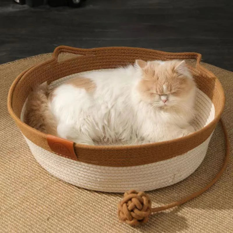 Cesta de algodón tejido para gatos